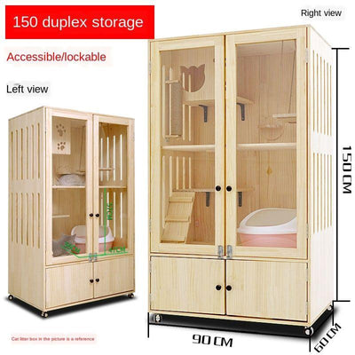 Byto Cat Cage Solid Cat With Cage Wood Villa Apartment Climbing Rack House Dispaly Cabinet Four