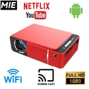 Home Projector T5/T6 Household Portable1080P LED Mini Projector HD Bluetooth WiFi Smart Android Home