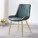 DF Upgrade Dining Chair With Gold Legs Waterproof Leather Nordic Chair Home Back Stool