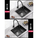 Black Sink Nano Handmade Sink Kitchen Bar Counter Small 304 Stainless Steel Wash Basin Sink