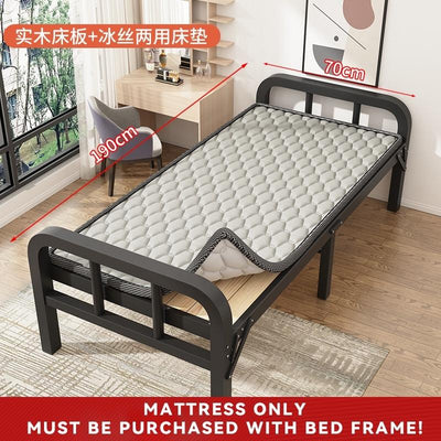 Gs Solid Wooden Foldable Bed Single Bed Frame 1.2m Household Simple Double Nap Pine Iron Frame