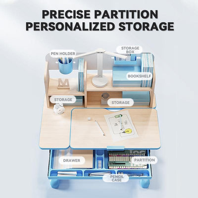 Ergonomic Kids Study Table Children Kids Table and Chair Set, Height Adjustable Student Study Table