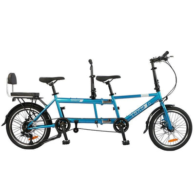 son Father and double bike folding couple tour two people riding parent-child three-person bicycle