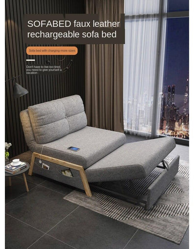 Iron Single Sofa Bed Foldable Living Room Multi-functional Double Small Bedroom Dual-use Study 1 m