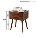 Sanson . Nordic Minimalist Solid Wood Bedside Table Retro Bedside Cabinet Japanese-style White Wax