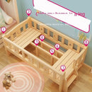 ✨ Ready Stock ✨Solid Wood Children's With Guardrail Princess Powder Color Lacquer Tatami Kids