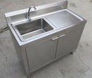 Kitchen 304 Stainless Steel Floor-mounted Integrated Dish Washing Basin Sink Cabinet with Operating