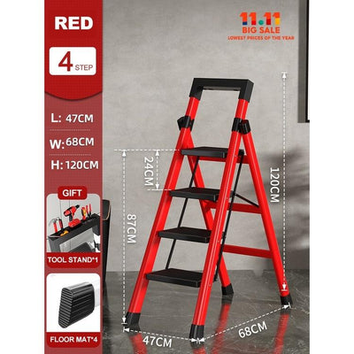 12🔥12 SHANJIE Ladder Carbon Steel Folding Step Ladder Thickened Widened Multi-functional