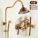 RUNZE All Copper Rain Shower Set European Retro Bathroom Shower Full Set With Shower Head