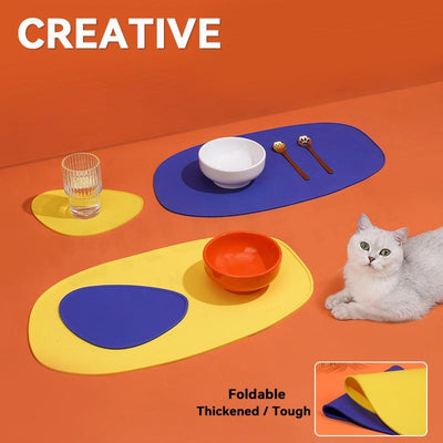 RUNPET Pet Feeding Mat Silicone Waterproof Pet Dog Cat Food Pad Mat Anti-slip Pet Bowl Drinking Mat