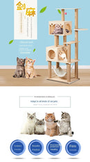 Large and Medium-sized Solid Wood Sisal Climbing Cat's Nest Wooden Four Seasons Universal Scratch