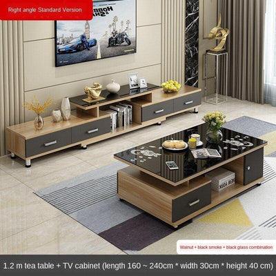 Side A Few Simple European-style Coffee Table Tv Cabinet Combination Of Nordic Solid Wood Rounded