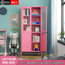 WOODYES Nordic Iron Bookcase Glass Door Cold Rolled Steel Book Shelf Storage Cabinet Student Floor