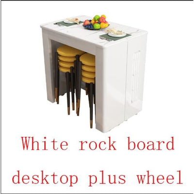 Rock Slab Folding Dining Table Retractable Ultra-thin Shrink Table Small Apartment Household Solid