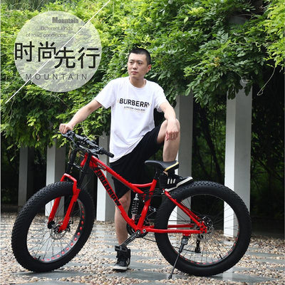 Mountain Bicycle Adult Off-roader Beach Snow Bike 4.0 Tire Male and Female Student Variable Speed