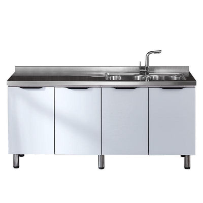 Simple stainless steel economical hearth integrated assembly kitchen cabinet household for renting