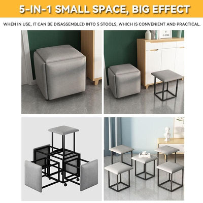 DF 5-IN-1 Sofa Stool Chair Multifunctional Storage Stool Portable Shoe Stool Combination Foldable