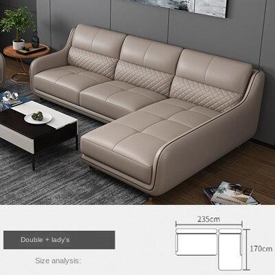 Modern Simple First Layer Cowhide Small Apartment Living Room 3 Meters Four People Northern Europe