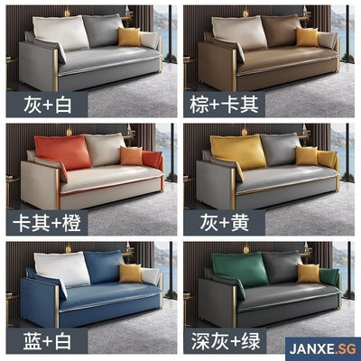 Sofa Bed Solid Wood Nordic Technology Fabric Waterproof Sofa Bed Living Room Storage Lazy Folding