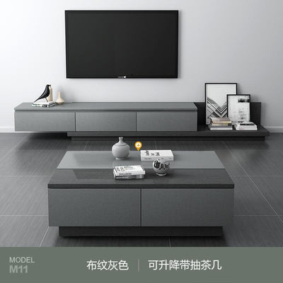 Muyue modern simple tea table TV cabinet combination set Nordic retractable floor cabinet living