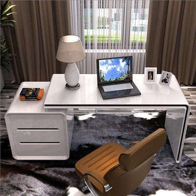 Modern and Simple Desktop Office Computer Corner Home Desk Combination Bookcase White Paint