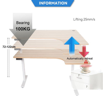 Desiny Height Adjustable Desk L Shape Standing Desk Voice Control Study Table Standing Alarm Home