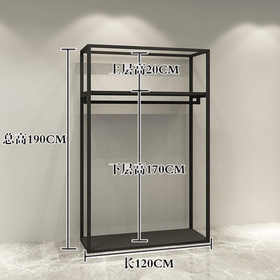 Clothing store display rack double decker men's and women's clothing store shelves thickened iron