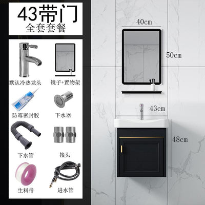 Family Small Toilet Basin Cabinet Combination Wall Mounted Ceramic Washstand Mini Balcony Simple