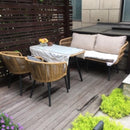 DF Outdoor 3 Seater Sofa Rattan Waterproof Set Balcony Courtyard Anticorrosive Furniture Rattan Sofa