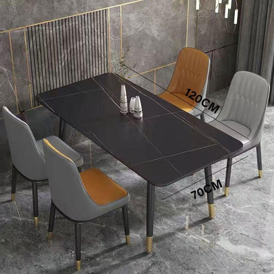 Y&U Nordic Rock Slab Dining Table And Chair Set Light Luxury Dining Chair Household Marble Dining