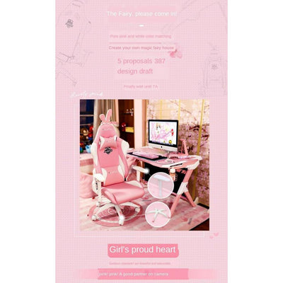 Electric Pink Autofull Rabbit Proud Snow Wind Girls' Computer Home Anchor Live Game Chair