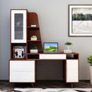 Modern and Simple Desktop Office Computer Corner Home Desk Combination Bookcase White Paint