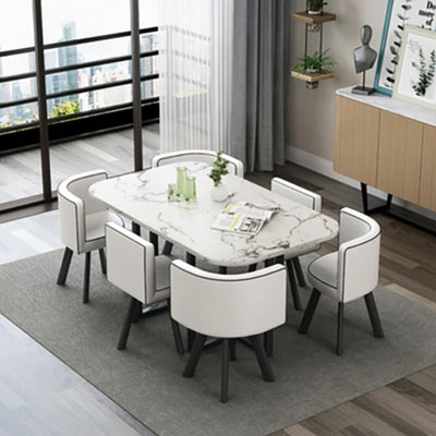 Nordic 1 Table And 6 Chairs Marble Dining Table Combination Home/ Small Apartment Office Conference