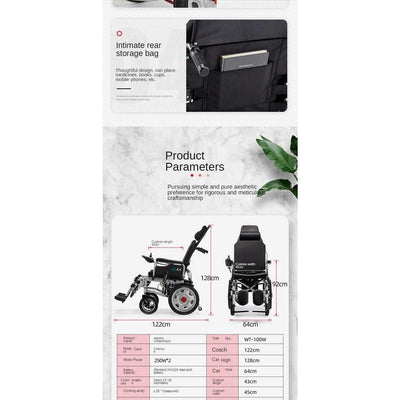 Electric wheelchair folding portable for the elderly, the elderly and the disabled damping