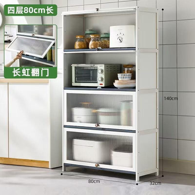 CAGK SG Stock Kitchen Cabinet Storage Multilevel Kitchen Storage Shelf Cupboard Cabinet Microwave