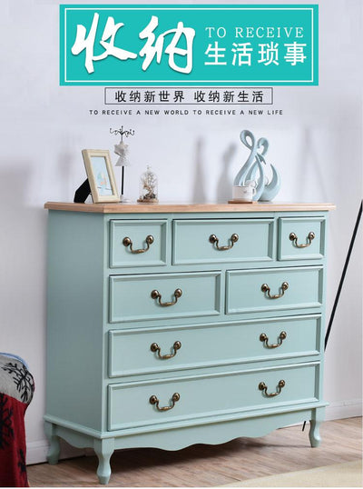 (MUWU) Solid Wood Simple Modern Storage Cabinet Drawer Living Room Locker Bedroom American Chest of