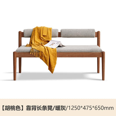 Genji Wood Language Wood Solid Bench Simple Oak Dining Stool Soft Bag Bench Northern European