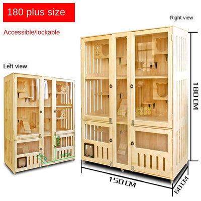 Byto Cat Cage Solid Cat With Cage Wood Villa Apartment Climbing Rack House Dispaly Cabinet Four