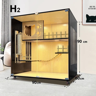 Super Large Cat Villa Cage Luxury Cat House With 3C Glass Door