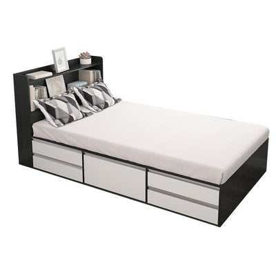 Beiying home high box storage bed 1.2m single bed 1.5m master bedroom tatami bed drawer storage