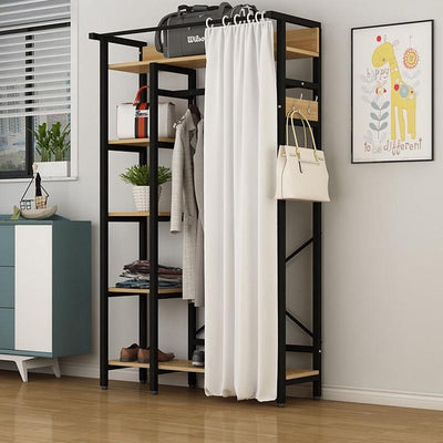 Clothes Rack Shoe Curtain With Family Clothes Rack Plus Wide Wardrobe Bedroom Multi-functional