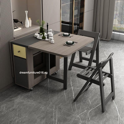 FREE Installation Retractable Dining Table Set Nordic Multifunctional Folding Dining Table Chair