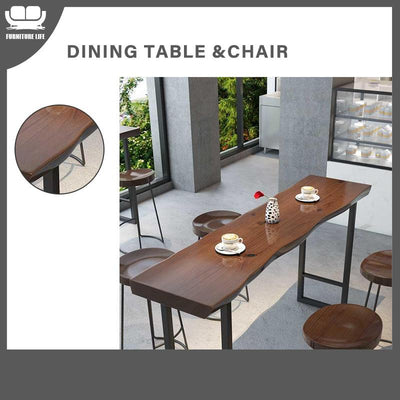 Bar table wrought iron household simple wall water bar table and chair solid wood long high table