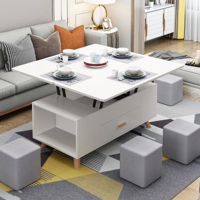 Multifunctional 3 In 1 Dining Table Home Folding Lifting Coffee Table Nordic Dual-purpose Telescopic