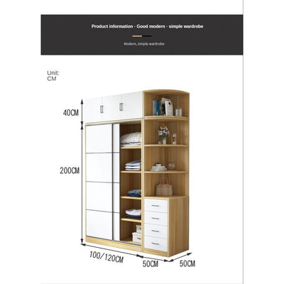 (MUWU) Modern 2021 Wardrobe Nordic Simple Economy Family Bedroom Rental Room Solid Wood Sliding Door