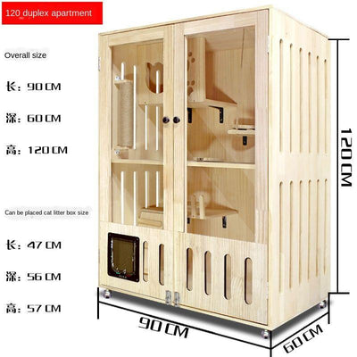 Wood Four Solid Seasons Universal Closed Luxury Apartment House Household Cat Cabinet