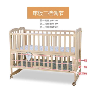 Crib Solid Wood Baby Bed Lacquerless Baby Cradle Foldable Multifunctional Desk Mobile Portable