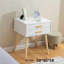 Sanson . Nordic Minimalist Solid Wood Bedside Table Retro Bedside Cabinet Japanese-style White Wax