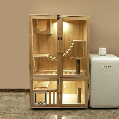 Cat House Cage Villa Solid Wood Household Cabinet Indoor Three-storey Luxury Nest Apartment