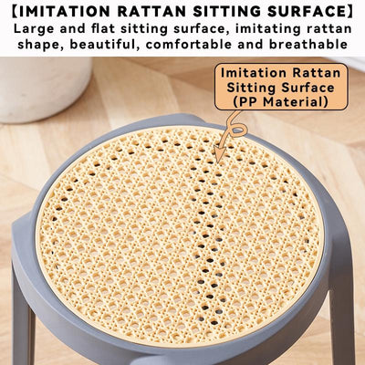 【Buy 3 Get 1 Free】Stackable Plastic Stool Minimalist Rattan Stool Living Room Thickened Round Stool